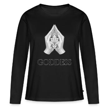 GÖTTIN (Untertitel) #057 - Frauen Premium Bio Langarmshirt - Schwarz - Vorne - Julia (174cm)
