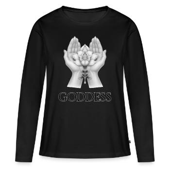 GÖTTIN (Untertitel) #051 - Frauen Premium Bio Langarmshirt - Schwarz - Vorne - Julia (174cm)