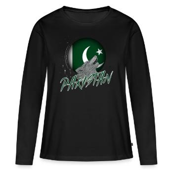 Pakistan - T-shirt manches longues Premium bio Femme - noir - Devant - Julia (174cm)