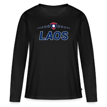 Laos - T-shirt manches longues Premium bio Femme - noir - Devant - Julia (174cm)