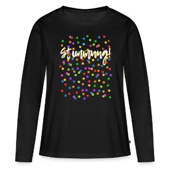 Fastnacht - Karneval - Stimmung - Konfetti - Frauen Premium Bio Langarmshirt - Schwarz - Vorne - Julia (174cm)
