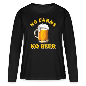 Protestation des agriculteurs - Pas de fermes, pas de bière - T-shirt manches longues Premium bio Femme - noir - Devant - Julia (174cm)