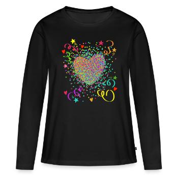 Stimmungs Herz - Fasching - Karneval - Verkleidung - Frauen Premium Bio Langarmshirt - Schwarz - Vorne - Julia (174cm)
