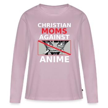 Christian Moms Against Anime Humor Tee - Women's Premium Organic Long Sleeve Shirt - dusky pink - Front - Julia (174cm)