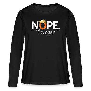 Drôle  Nope Pas plus Satire Vêtements - T-shirt manches longues Premium bio Femme - noir - Devant - Julia (174cm)