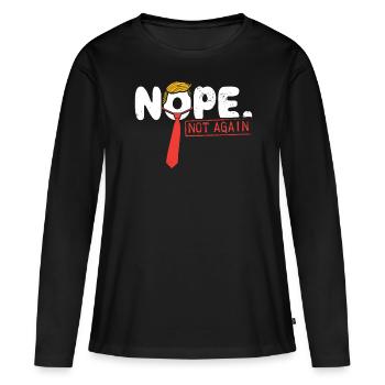 Drôle  Nope Pas plus Satire Vêtements - T-shirt manches longues Premium bio Femme - noir - Devant - Julia (174cm)