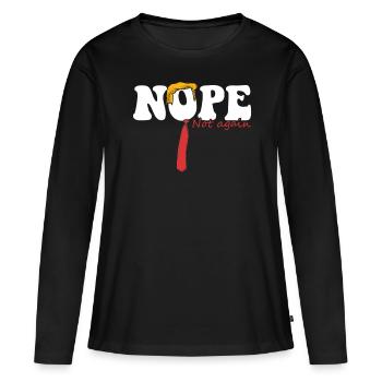 Drôle  Nope Pas plus Satire Vêtements - T-shirt manches longues Premium bio Femme - noir - Devant - Julia (174cm)