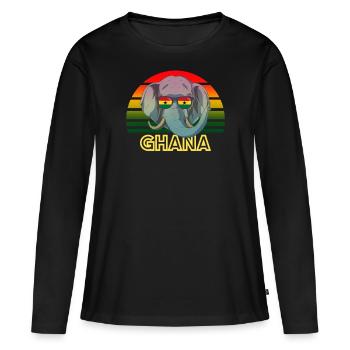 Ghana - T-shirt manches longues Premium bio Femme - noir - Devant - Julia (174cm)