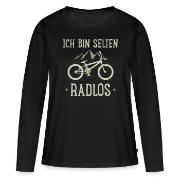 Fahrrad Humor Selten Radlos Design - Frauen Premium Bio Langarmshirt - Schwarz - Vorne - Julia (174cm)