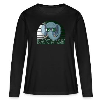Pakistan - T-shirt manches longues Premium bio Femme - noir - Devant - Julia (174cm)