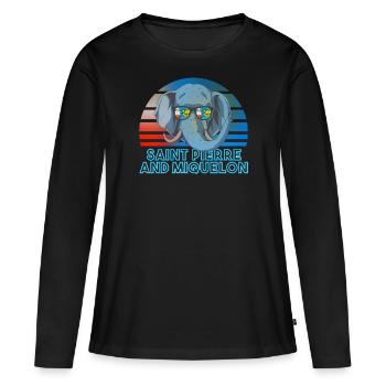 St. Pierre und Miquelon - Frauen Premium Bio Langarmshirt - Schwarz - Vorne - Julia (174cm)