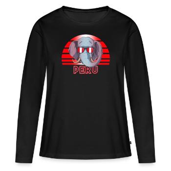 Pérou - T-shirt manches longues Premium bio Femme - noir - Devant - Julia (174cm)