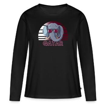 Qatar - T-shirt manches longues Premium bio Femme - noir - Devant - Julia (174cm)
