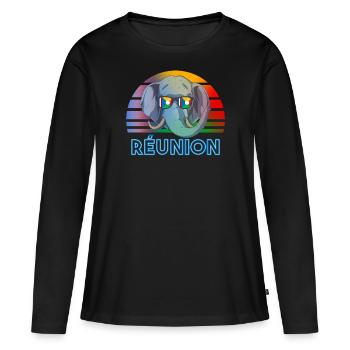 Réunion - T-shirt manches longues Premium bio Femme - noir - Devant - Julia (174cm)