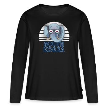 Corée du Sud - T-shirt manches longues Premium bio Femme - noir - Devant - Julia (174cm)