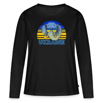 Ukraine - Frauen Premium Bio Langarmshirt - Schwarz - Vorne - Julia (174cm)