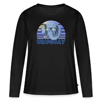Uruguay - T-shirt manches longues Premium bio Femme - noir - Devant - Julia (174cm)