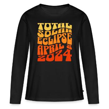 Eclipse Solaire Avril 2024 - T-shirt manches longues Premium bio Femme - noir - Devant - Julia (174cm)