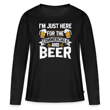 Publicités de la mi-temps et bière T-shirt - T-shirt manches longues Premium bio Femme - noir - Devant - Julia (174cm)