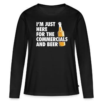 Publicités de la mi-temps et bière T-shirt - T-shirt manches longues Premium bio Femme - noir - Devant - Julia (174cm)