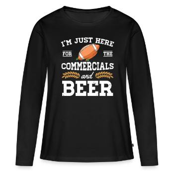 Publicités de la mi-temps et bière T-shirt - T-shirt manches longues Premium bio Femme - noir - Devant - Julia (174cm)