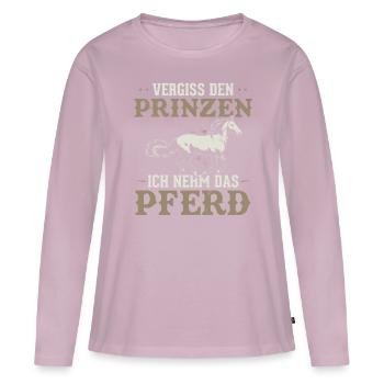 Pferd über Prinzen Lustiges Tee - Frauen Premium Bio Langarmshirt - Altrosa - Vorne - Julia (174cm)