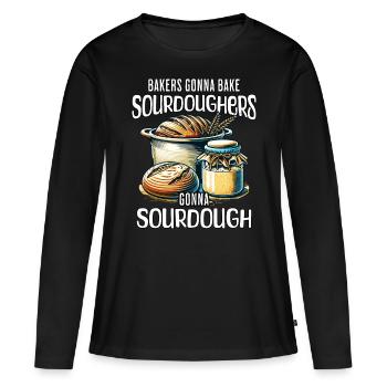 Conception du levain - T-shirt manches longues Premium bio Femme - noir - Devant - Julia (174cm)