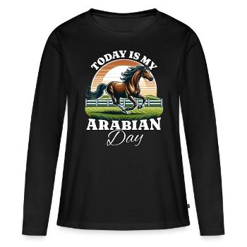 Arabe - T-shirt manches longues Premium bio Femme - noir - Devant - Julia (174cm)