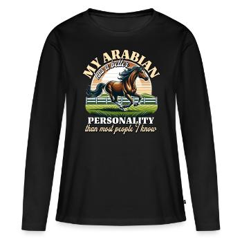Araber Reiterin - Frauen Premium Bio Langarmshirt - Schwarz - Vorne - Julia (174cm)