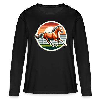 Cavalier pur-sang - T-shirt manches longues Premium bio Femme - noir - Devant - Julia (174cm)