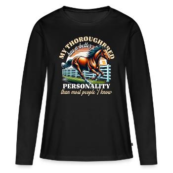 Cheval pur-sang - T-shirt manches longues Premium bio Femme - noir - Devant - Julia (174cm)