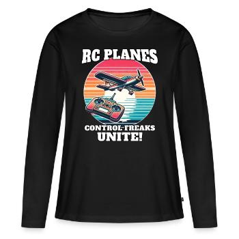 Maquette d’avion Maquette d’avion - T-shirt manches longues Premium bio Femme - noir - Devant - Julia (174cm)