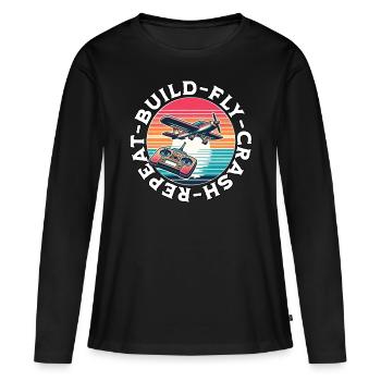 Maquette d’avion Avion RC - T-shirt manches longues Premium bio Femme - noir - Devant - Julia (174cm)