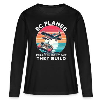 Maquette d’avion - T-shirt manches longues Premium bio Femme - noir - Devant - Julia (174cm)