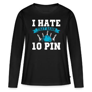 de 10 broches bowling frustration t-shirt - T-shirt manches longues Premium bio Femme - noir - Devant - Julia (174cm)