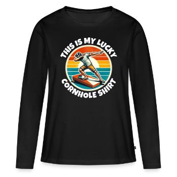 Lucky Cornhole - Women's Premium Organic Long Sleeve Shirt - black - Front - Julia (174cm)