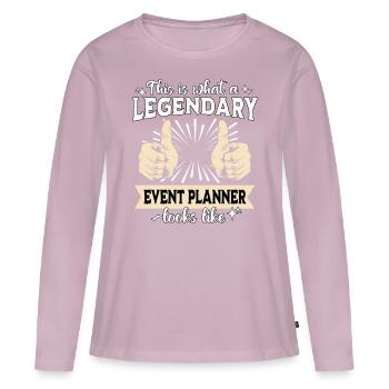 Planificateur d’événements légendaire - T-shirt manches longues Premium bio Femme - rose poudré - Devant - Julia (174cm)