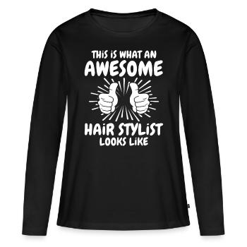 Haar Stylist - Frauen Premium Bio Langarmshirt - Schwarz - Vorne - Julia (174cm)