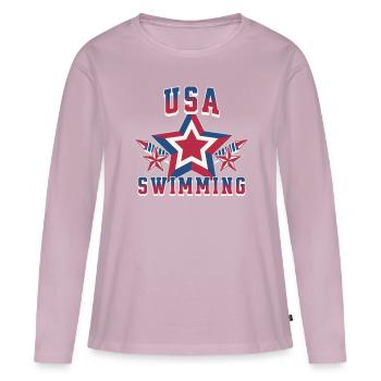 T-shirt de bain Riot Usa - T-shirt manches longues Premium bio Femme - rose poudré - Devant - Julia (174cm)