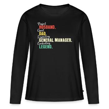 Directeur général Papa - T-shirt manches longues Premium bio Femme - noir - Devant - Julia (174cm)