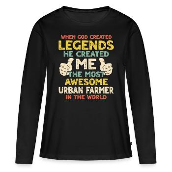 Agriculteur urbain - T-shirt manches longues Premium bio Femme - noir - Devant - Julia (174cm)