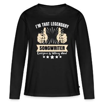 Auteur-compositeur légendaire - T-shirt manches longues Premium bio Femme - noir - Devant - Julia (174cm)