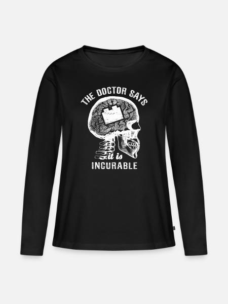 The doctor says it's incurable - bricks playing - Frauen Premium Bio Langarmshirt - Schwarz