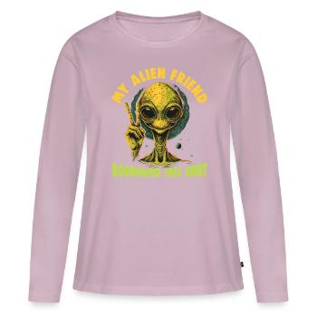 SciFi et extraterrestres extraterrestres et fan d’ovnis - T-shirt manches longues Premium bio Femme - rose poudré - Devant - Julia (174cm)