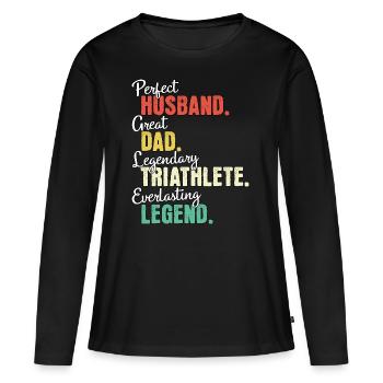 Papa triathlète - T-shirt manches longues Premium bio Femme - noir - Devant - Julia (174cm)