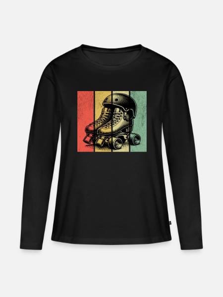 Roller Derby Rétro - T-shirt manches longues Premium bio Femme - noir