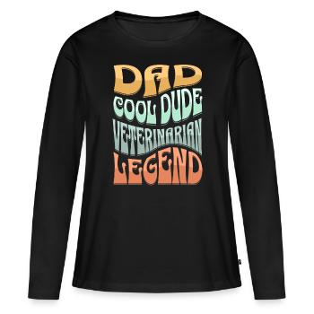 Papa Veterinärmediziner - Frauen Premium Bio Langarmshirt - Schwarz - Vorne - Julia (174cm)