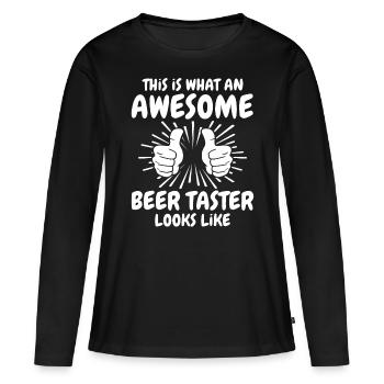 Testeur de bière - T-shirt manches longues Premium bio Femme - noir - Devant - Julia (174cm)