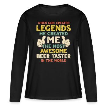 Testeur de bière - T-shirt manches longues Premium bio Femme - noir - Devant - Julia (174cm)