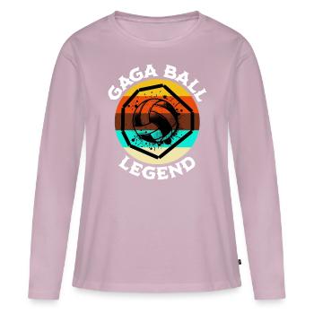 Gaga Ball Légende - T-shirt manches longues Premium bio Femme - rose poudré - Devant - Julia (174cm)